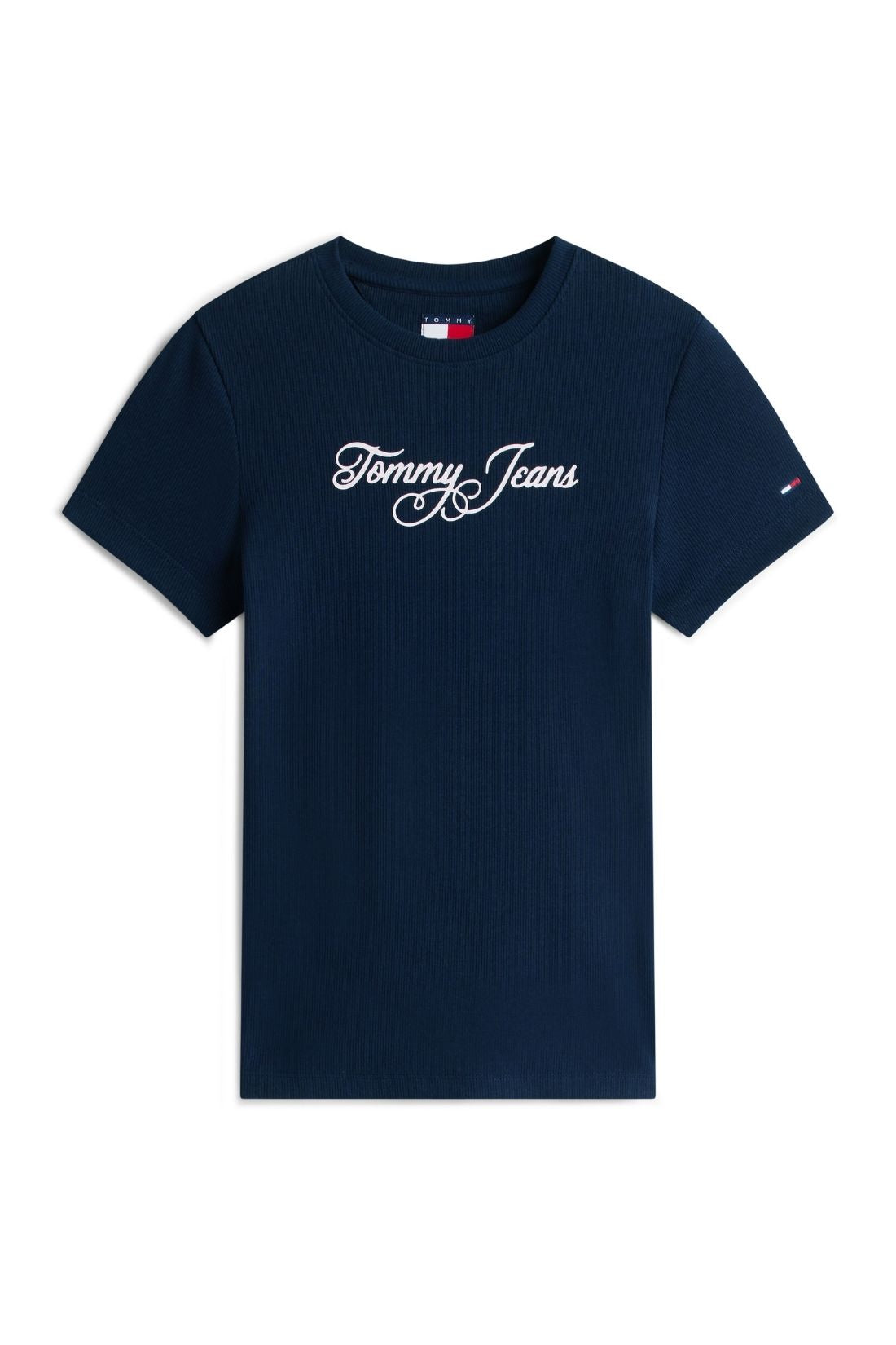 TOMMY JEANS - Women's slim ribbed T-shirt with logo  - Size L-0