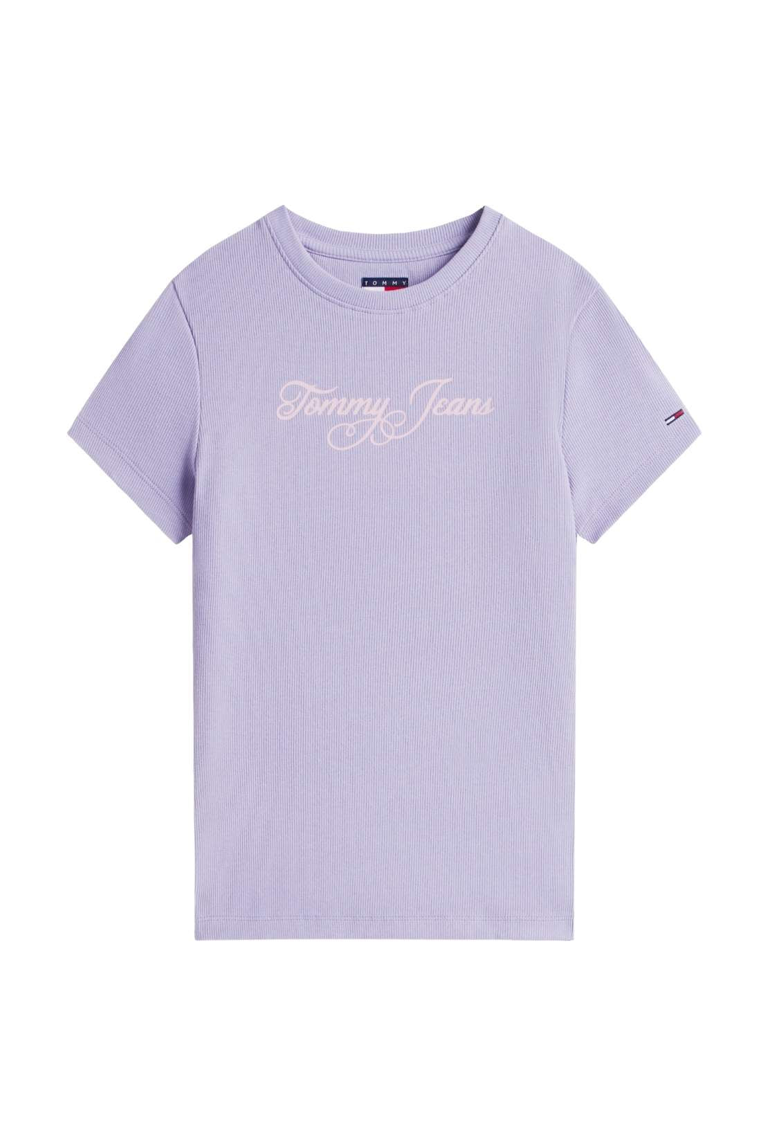 TOMMY JEANS - Women's slim ribbed T-shirt with logo  - Size L-4