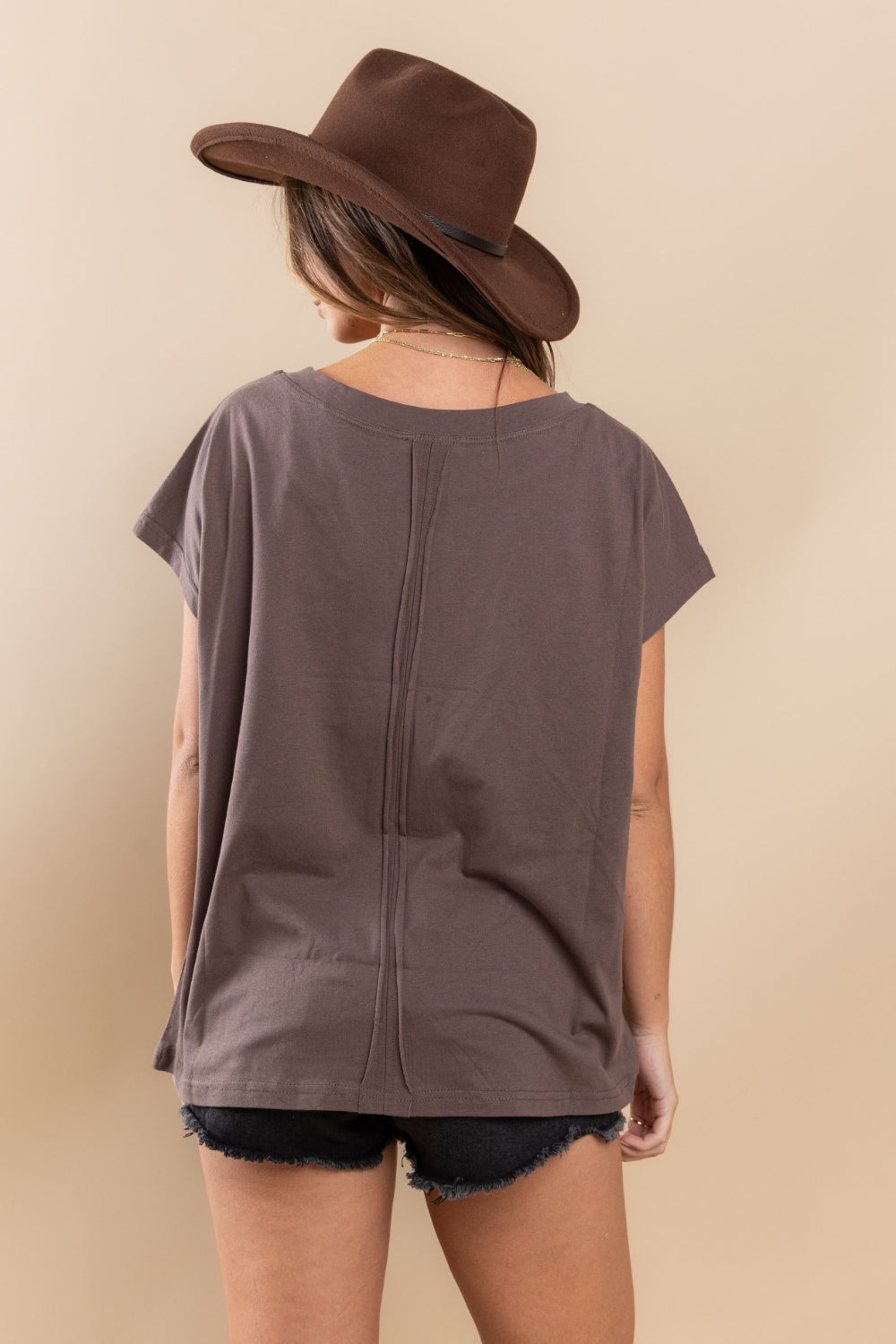 Ces Femme Fringe Detail Round Neck Short Sleeve Top-1