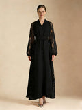 Elegant Lace Sleeve Chiffon Maxi Dress-0
