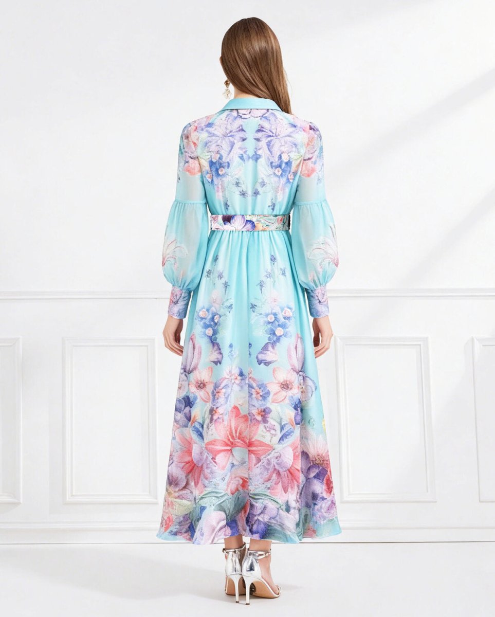 Enchanted Bloom Belted Chiffon Maxi Dress-3