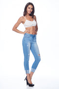 Mid Rise Destructed Ankle Skinny Jeans-0