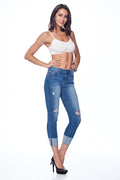 Mid Rise Destructed Ankle Skinny Jeans-0