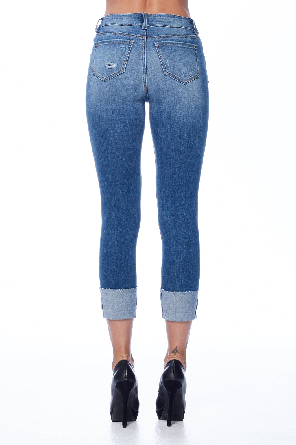 Mid Rise Destructed Ankle Skinny Jeans-4