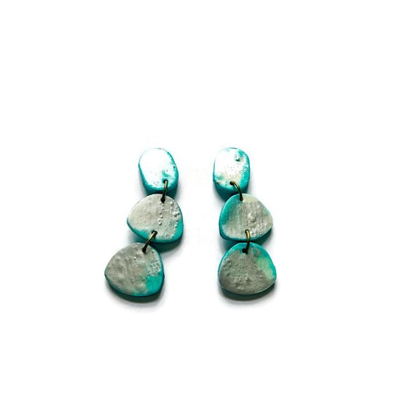 Icy Blue & Silver Clip On Earrings Handmade-2