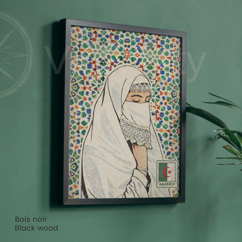 Affiche Femme Algérienne – Art Oriental & Zellige – Illustration Murale Algérie – Décoration Culturelle Maghreb – Poster Vintage-1