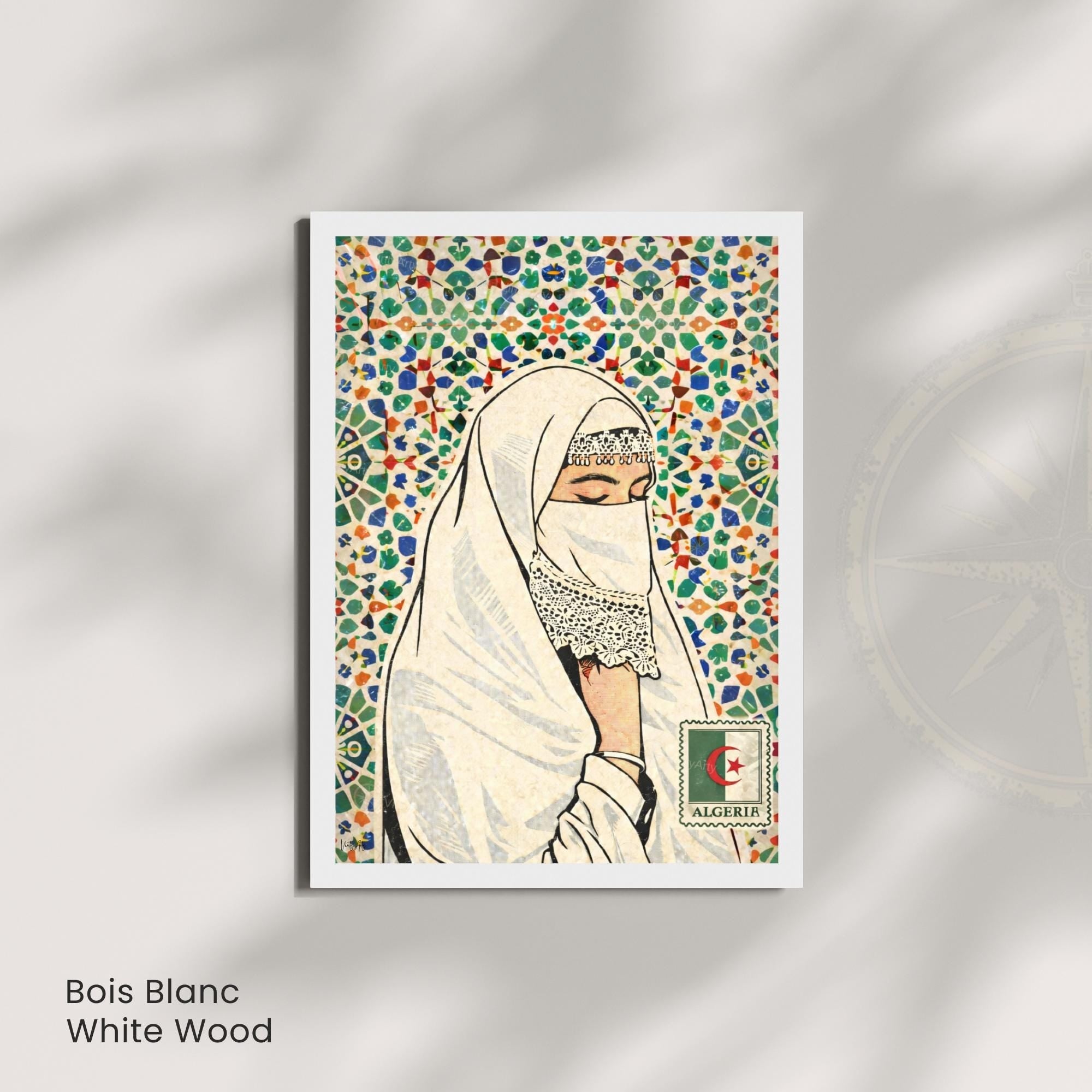 Affiche Femme Algérienne – Art Oriental & Zellige – Illustration Murale Algérie – Décoration Culturelle Maghreb – Poster Vintage-4