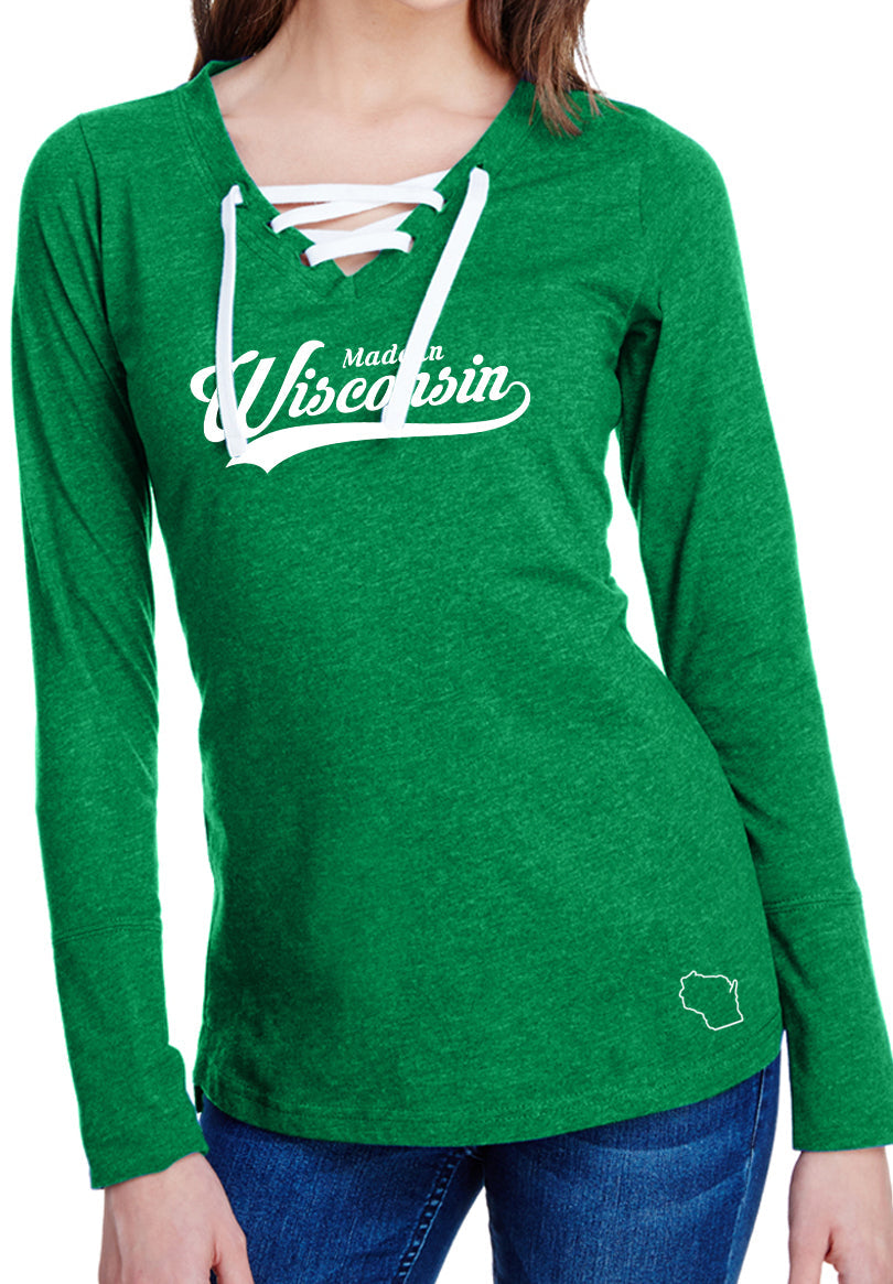 Made in Wisconsin Ladies Long Sleeve Laced-1