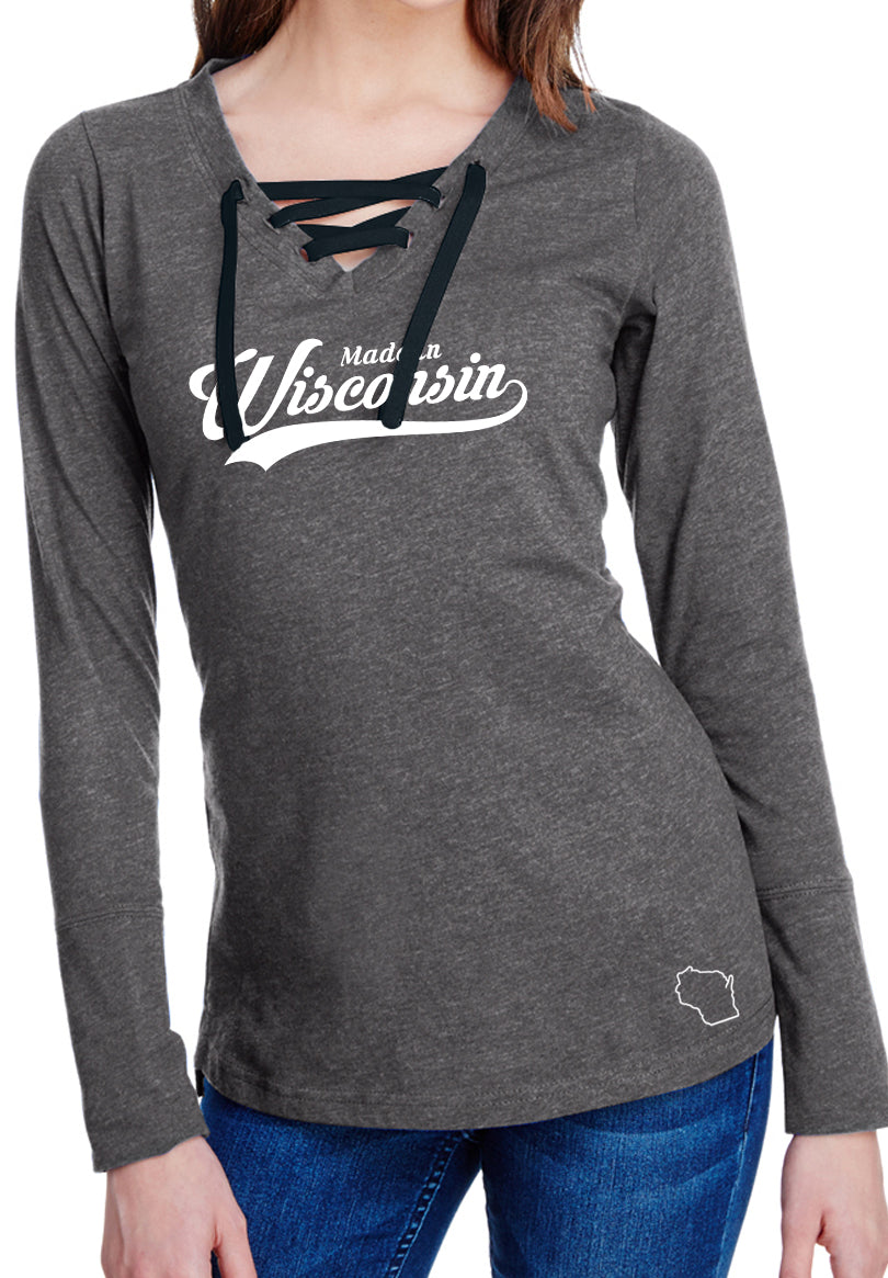 Made in Wisconsin Ladies Long Sleeve Laced-2