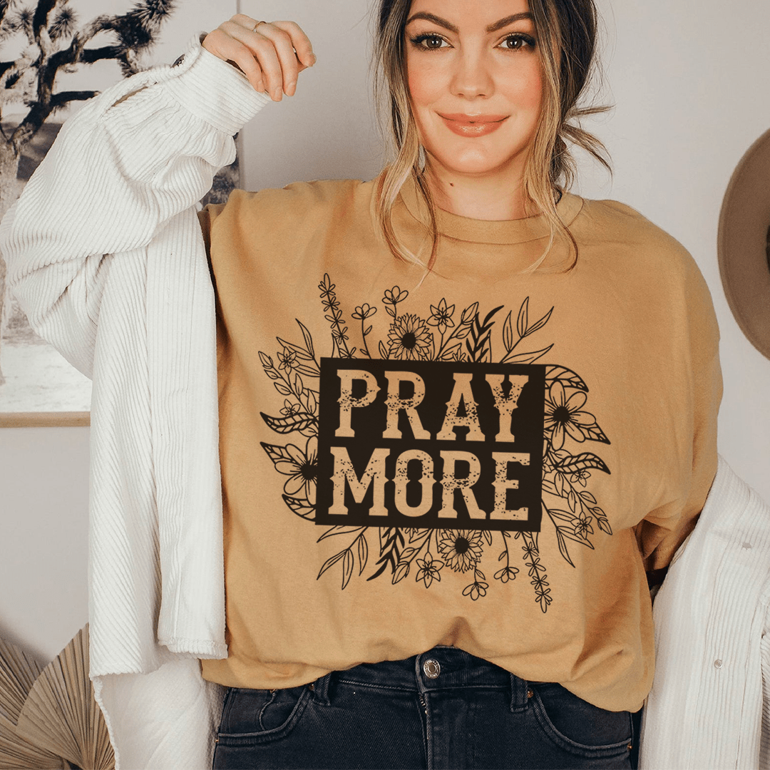 Pray More Floral Tee-0