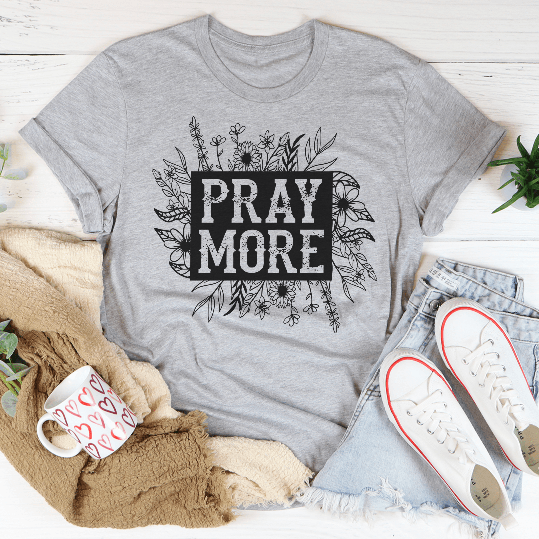 Pray More Floral Tee-1