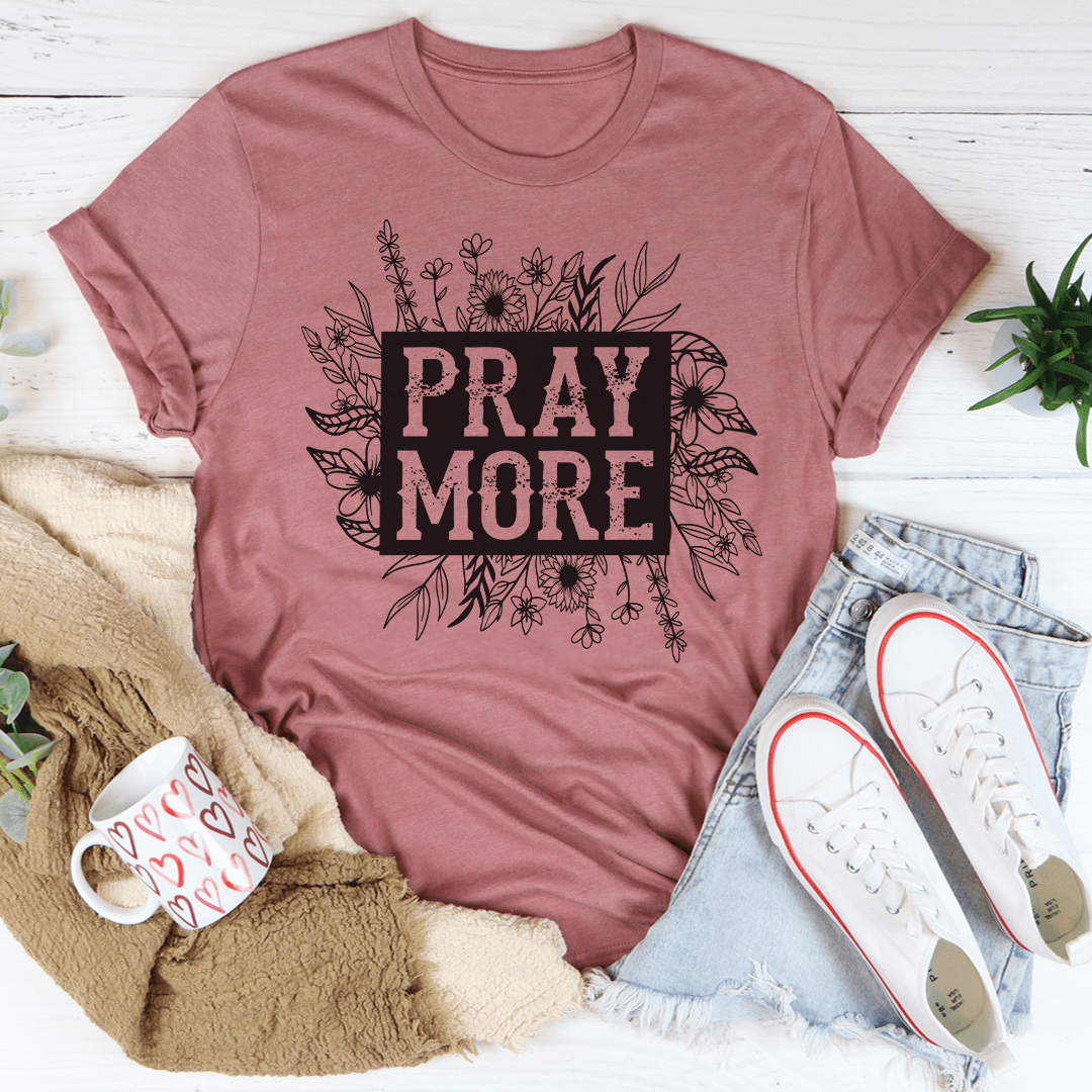 Pray More Floral Tee-3