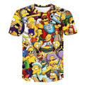 Men and women fat T-shirt Simpson print 3D T-shirt cartoon funny Simpson family T-shirt O-neck short-sleeved casual T-shirt-0