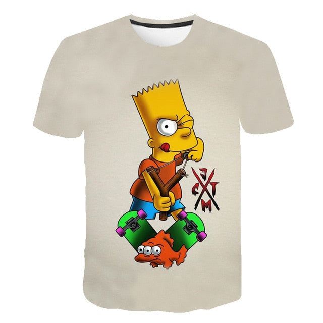 Men and women fat T-shirt Simpson print 3D T-shirt cartoon funny Simpson family T-shirt O-neck short-sleeved casual T-shirt-7
