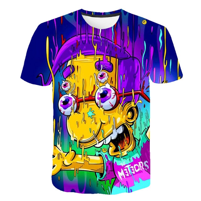 Men and women fat T-shirt Simpson print 3D T-shirt cartoon funny Simpson family T-shirt O-neck short-sleeved casual T-shirt-5