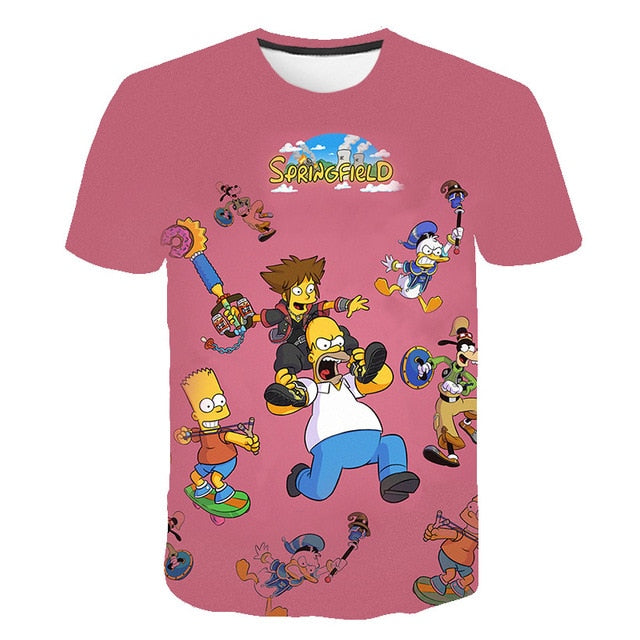Men and women fat T-shirt Simpson print 3D T-shirt cartoon funny Simpson family T-shirt O-neck short-sleeved casual T-shirt-11