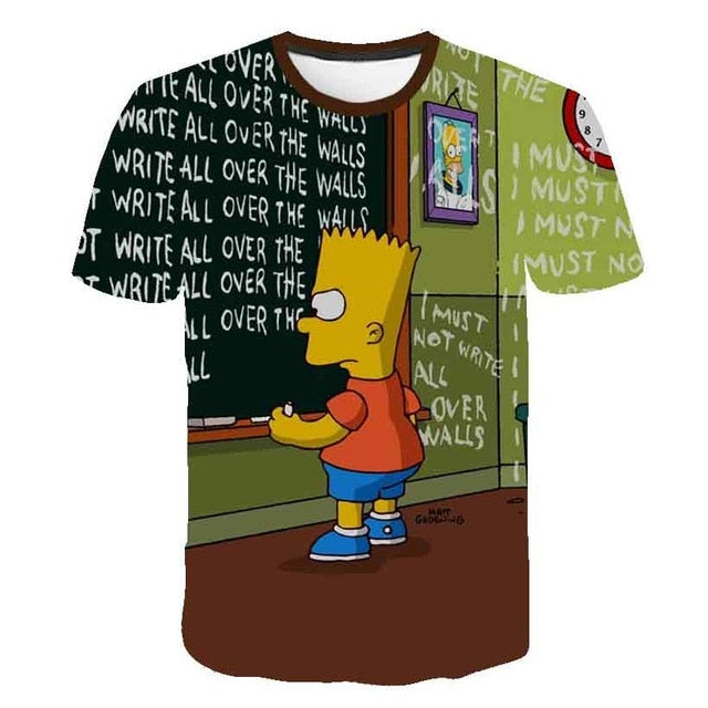 Men and women fat T-shirt Simpson print 3D T-shirt cartoon funny Simpson family T-shirt O-neck short-sleeved casual T-shirt-10