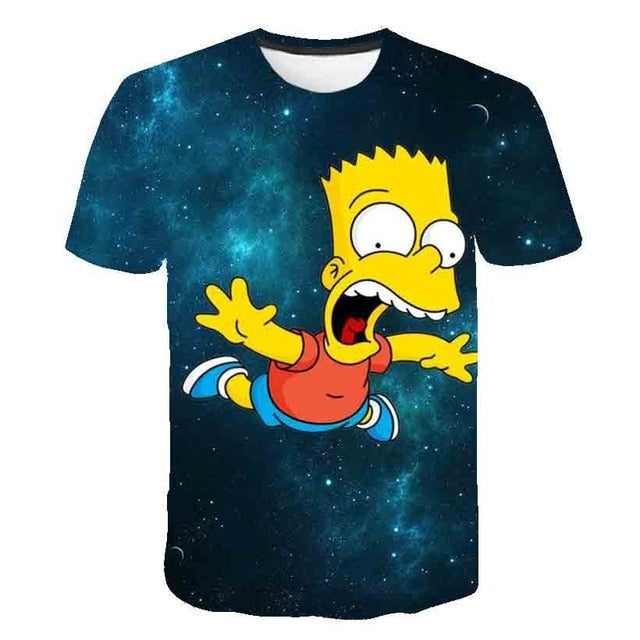 Men and women fat T-shirt Simpson print 3D T-shirt cartoon funny Simpson family T-shirt O-neck short-sleeved casual T-shirt-8