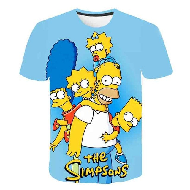 Men and women fat T-shirt Simpson print 3D T-shirt cartoon funny Simpson family T-shirt O-neck short-sleeved casual T-shirt-9