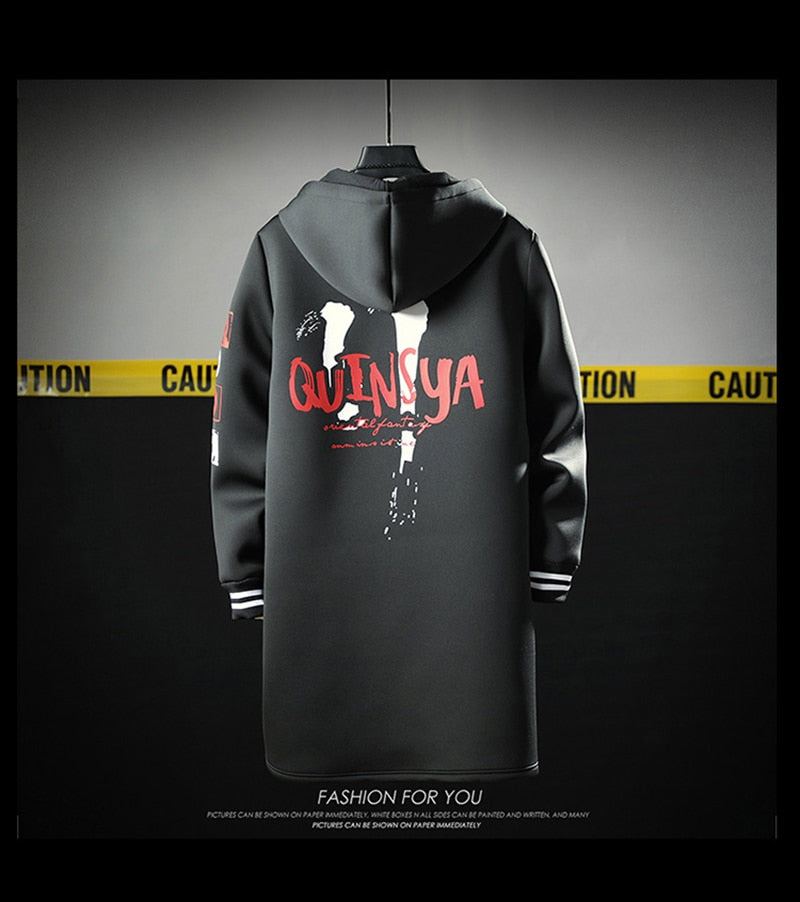 The North Fashion Long Coat Autumn Zipper Windproof Slim Windbreaker Mens Large Size Hip Hop Jackets Clothes Face-1