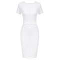 Women's Dress Solid Color Scalloped Neckline Hips-Wrapped Lady Fashion-3