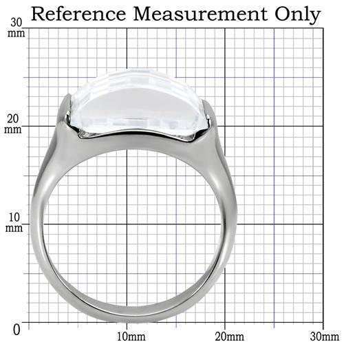 TK100 - High polished (no plating) Stainless Steel Ring with AAA Grade CZ  in Clear-1